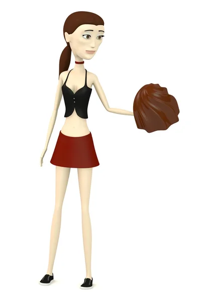 3D візуалізація мультиплікаційного персонажа з шоколадом — стокове фото