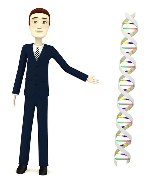 3D визуализация персонажа мультфильма с ДНК — стоковое фото
