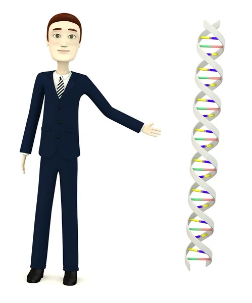 Dna와 만화 캐릭터의 3d 렌더링 — 스톡 사진