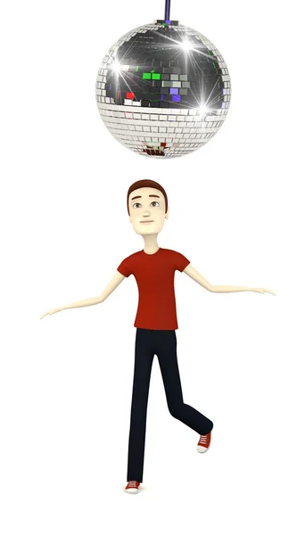 3d визуализация персонажа мультфильма с discoball — стоковое фото