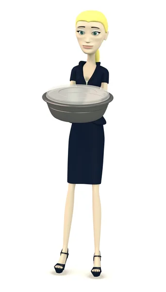 3d render of cartoon character with bowl — Stock Photo, Image