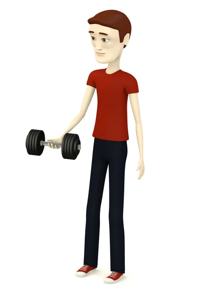 3d renderizado de personaje de dibujos animados con dumbell — Foto de Stock