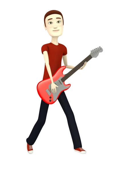 3d rendu de personnage de dessin animé avec guitare électrique — Photo