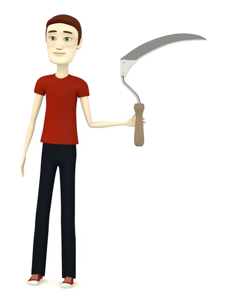 Renderização 3d de personagem de desenho animado com ferramenta de jardim — Fotografia de Stock
