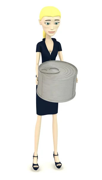Renderização 3d de personagem de desenho animado com lata — Fotografia de Stock