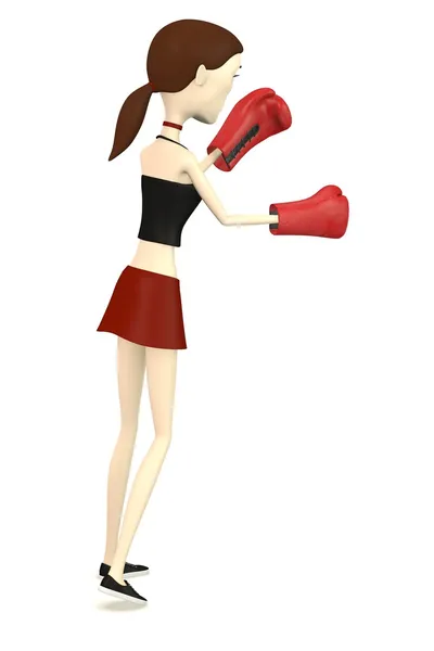 3d render of cartoon character with boxing gloves — Stock Photo, Image