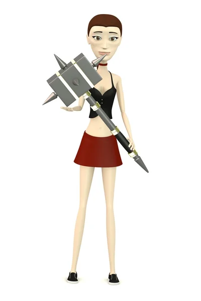 Renderização 3d de personagem de desenho animado com martelo — Fotografia de Stock