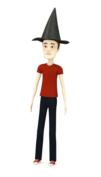 3D renderowania postać z kreskówek z kapeluszem — Zdjęcie stockowe