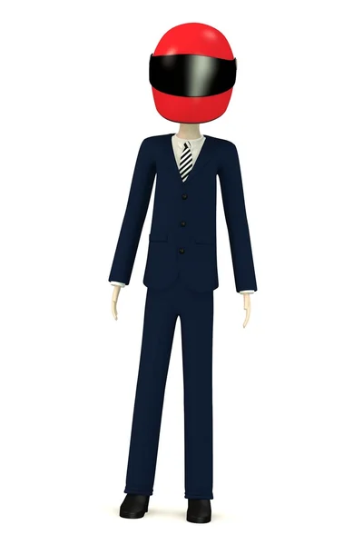 3d render of cartoon character with helmet — Stock Photo, Image
