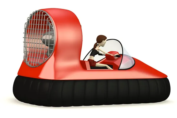 3d render of cartoon character in hovercraft — Stock Photo, Image