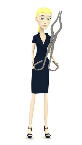 3d render of cartoon character with tongs — Stock Photo, Image