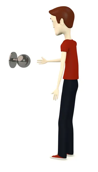 3d render of cartoon character with knob — Stock Photo, Image