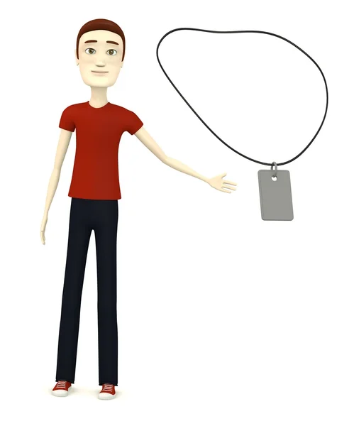 3d render of cartoon character with necklace — Stock Photo, Image