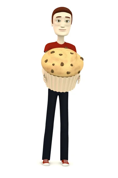 3d renderização de personagem de desenho animado com muffin — Fotografia de Stock