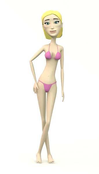 수영복-섹시 한 포즈에에서 여성 캐릭터 — 스톡 사진