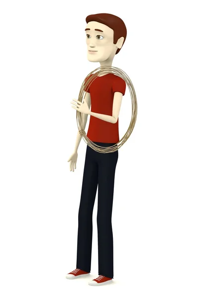 Renderização 3d de personagem de desenho animado com fio — Fotografia de Stock