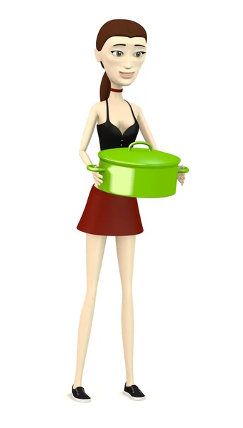 3d render of cartoon characer with pot — Stock Photo, Image