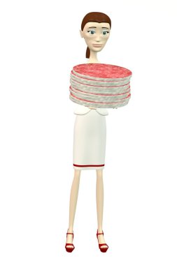 3D render salam ile çizgi film karakteri