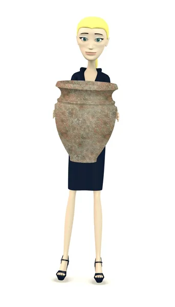 3d визуализация мультфильмов с доисторической вазой — стоковое фото