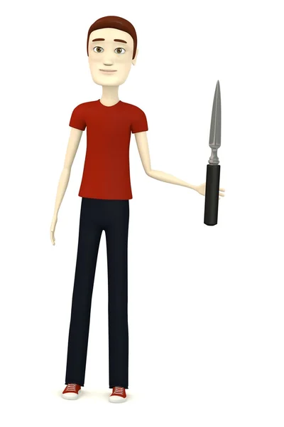 3D render av seriefiguren med office kniv — Stockfoto