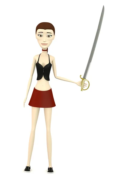Renderização 3d de personagem de desenho animado com sabre — Fotografia de Stock