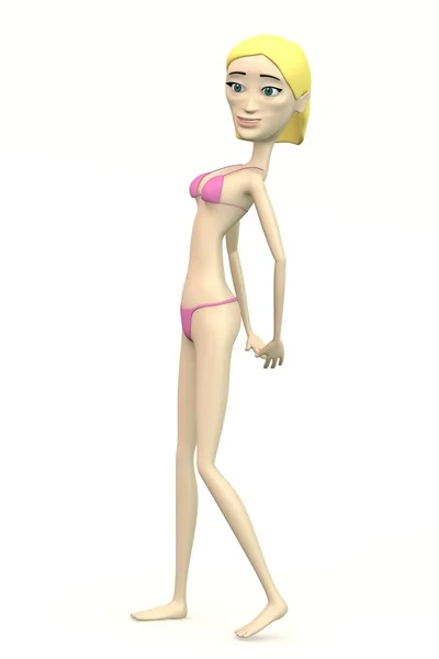 Cartoon female character in swimsuit - seductive pose — Stock Photo, Image