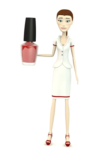 3D візуалізація мультиплікаційного персонажа з лаком для нігтів — стокове фото