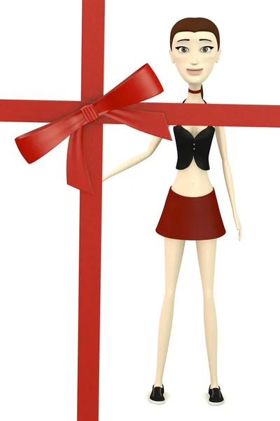 3d render of cartoon character with ribbon — Stock Photo, Image