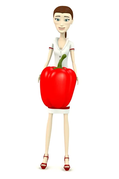3d renderização de personagem de desenho animado com pimenta — Fotografia de Stock