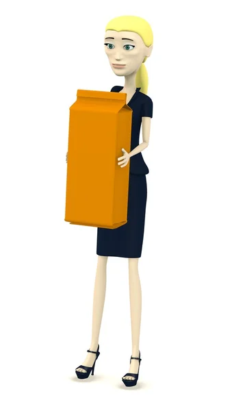 3d render of cartoon character with pasta box — Stock Photo, Image