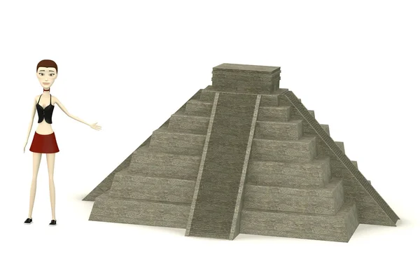 3D κινουμένων σχεδίων characer με pyramide καθιστούν — Φωτογραφία Αρχείου