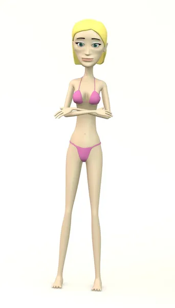 Weiblicher Charakter im Badeanzug - herzige Pose — Stockfoto
