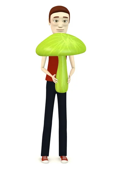 3d rendu de personnage de dessin animé avec un champignon vert — Photo
