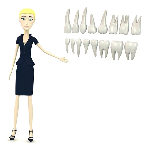 3D визуализация персонажа мультфильма с зубами — стоковое фото