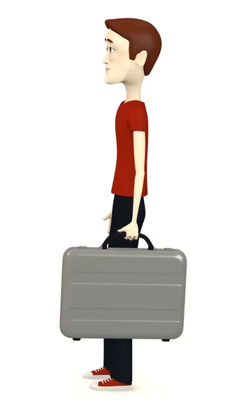 3d render of cartoon character with suitcase — Stock Photo, Image