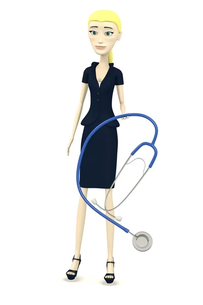 3d render of cartoon character with stethoscope — Stock Photo, Image