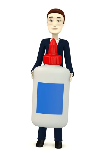 3d render of cartoon character with glue — Stock Photo, Image