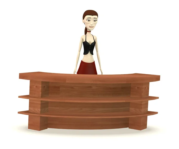 3D визуализация персонажа мультфильма за столом — стоковое фото