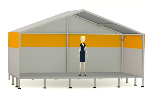 3d renderização de personagem de desenho animado no palco — Fotografia de Stock