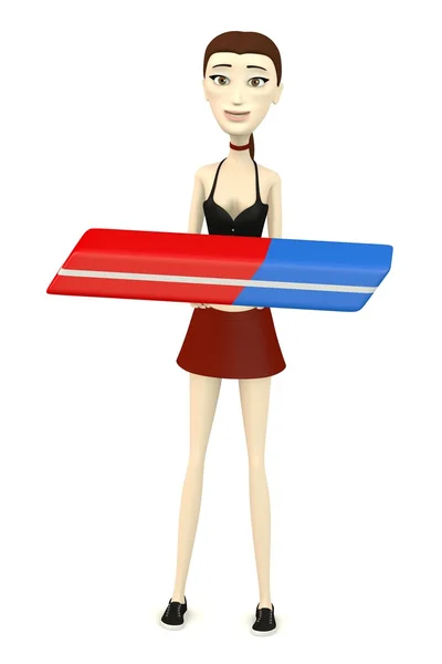 3d render of cartoon character with eraser — Stock Photo, Image