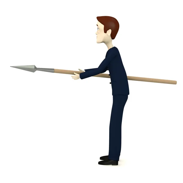 3d render of cartoon character with spear — Stock Photo, Image