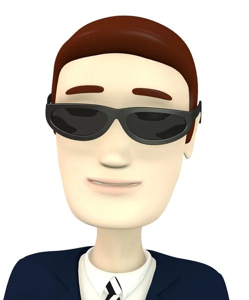 3d render of cartoon character with sunglasses — Stock Photo, Image