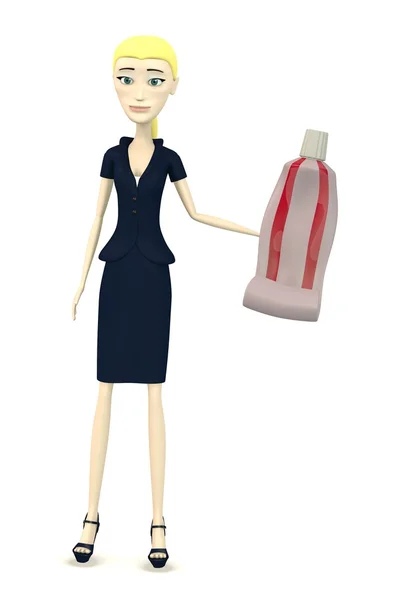 3d renderizado de personaje de dibujos animados con pasta de dientes — Foto de Stock