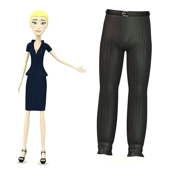 3D vykreslení kreslené postavičky s kalhoty — Stock fotografie