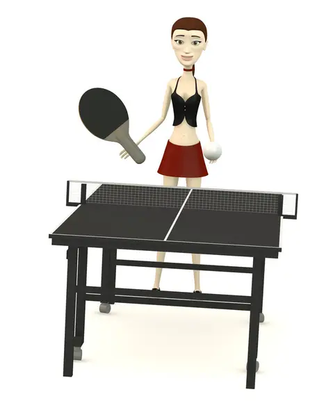 Rendering 3d del personaggio dei cartoni animati con ping pong — Foto Stock