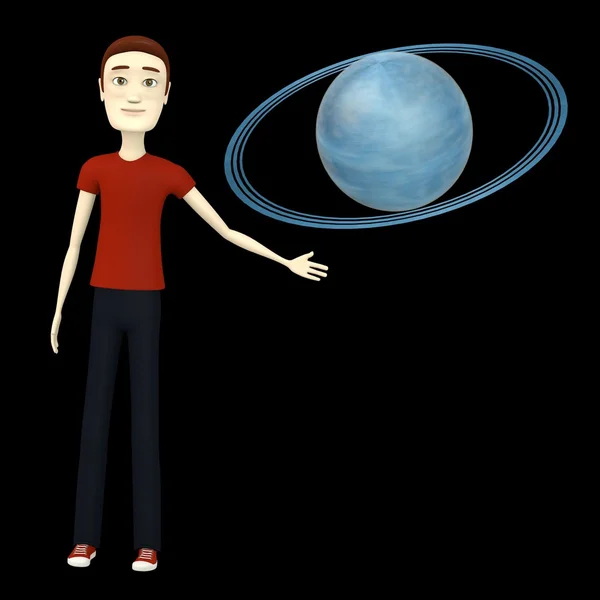 3d render of cartoon charcter with uranus — Stock Photo, Image