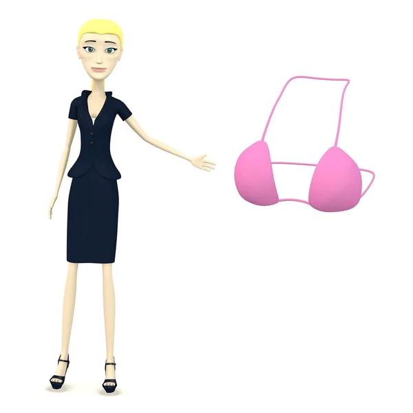 3d render of cartoon character with bra — Stock Photo, Image