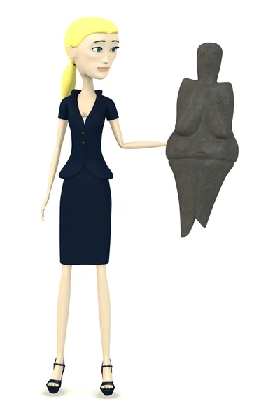 3d renderizado de charcter de dibujos animados con estatua de venus —  Fotos de Stock