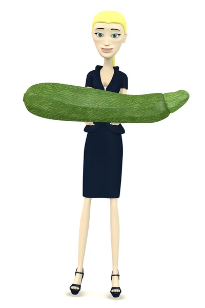 3d render of cartoon character with zucchini — Stock Photo, Image