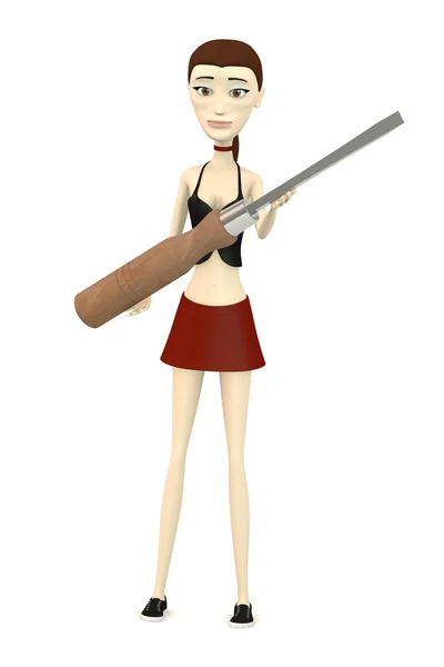 3d render of cartooon character with chisel — Stock Photo, Image